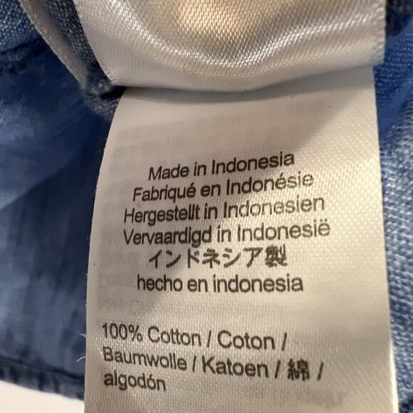 J Crew Women's Top Size XL 100% Cotton Denim Blue Ruffles Long Sleeve Pullover - Picture 6 of 8